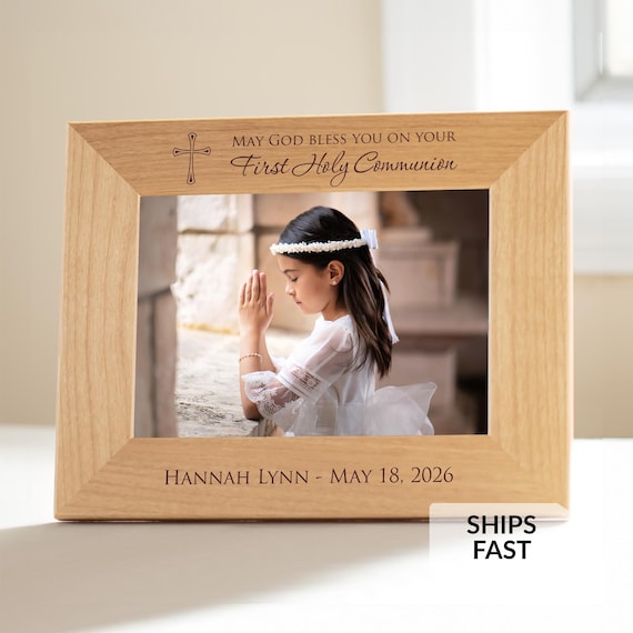 Personalized First Communion Picture Frame by Lifetime Creations: Boys Girls First Communion Gift, 1st Holy Communion Gifts, ENGRAVED IN USA