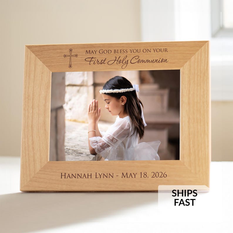 Personalized First Communion Picture Frame by Lifetime Creations: Boys Girls First Communion Gift, 1st Holy Communion Gifts, ENGRAVED IN USA