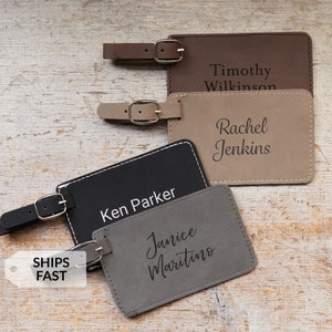 Personalized Luggage Tag by Lifetime Creations: Custom Luggage Tag with Name, Engraved Vegan Leather Bag Tag, Bulk Pricing, Employee Gifts image 1
