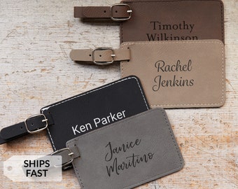 Personalized Luggage Tag by Lifetime Creations: Custom Luggage Tag with Name, Engraved Vegan Leather Bag Tag, Bulk Pricing, Employee Gifts