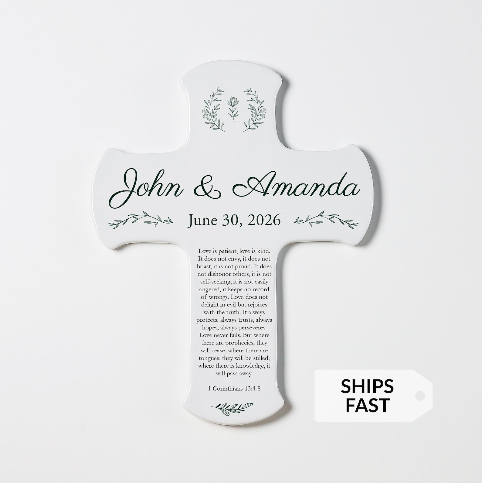 Personalized Marriage Cross by Lifetime Creations: 9" Porcelain Marriage Cross, Christian Wedding Gift, Religious Gift for Christian Couples