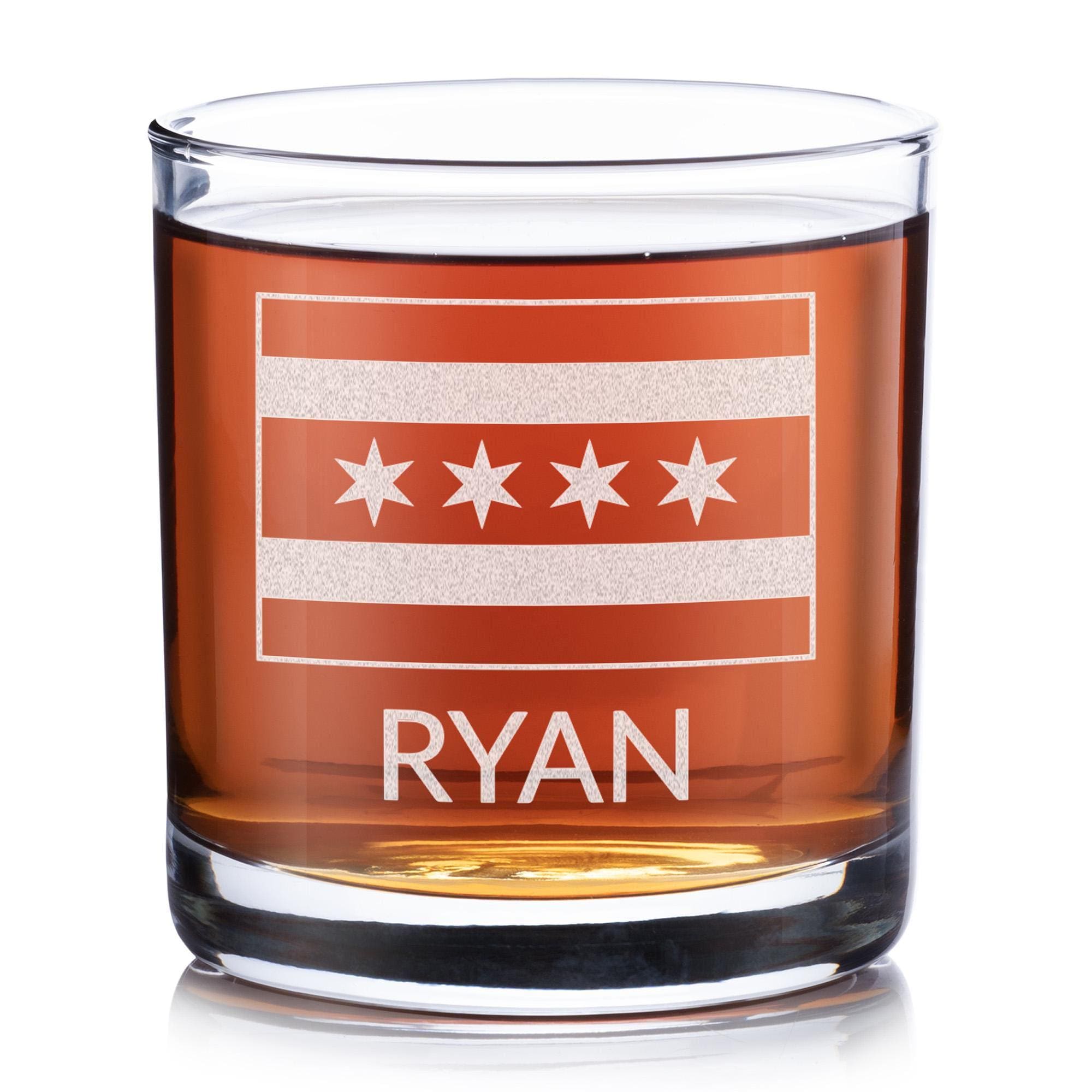 Personalized Chicago Flag Whiskey Glass by Lifetime Creations: 10.5 Oz ...