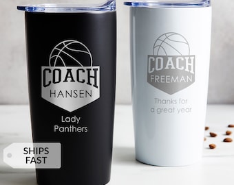 Personalized Basketball Coach Tumbler by Lifetime Creations: Engraved Stainless Coffee Travel Mug, Gift for Basketball Coach, Thank You