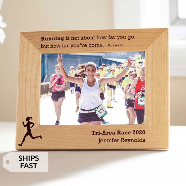 Personalized Running Picture Frame by Lifetime Creations: Personalized Gift for Runner, Marathoner, Half Marathon, 10K, 5K Running Gifts