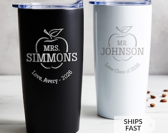 Vaso personalizado grabado para maestros de Lifetime Creations: taza de viaje de café de agradecimiento, regalos para maestros para Navidad y festividades. ENVÍO RÁPIDO.
