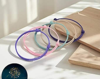 Pulsera de hilo fino ajustable hecha a mano / Cordón trenzado de 2 mm / 11 colores