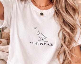 Minimalistisches Duck Mom Shirt, My Happy Place, Laufent Shirt, Gemütliches Cottagecore Enten T-Shirt, Enten Liebhaber Geschenk, Enten Mama
