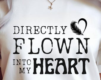 Directly Flown Into My Heart Feather Graphic Tee, Budgie Shirt Lover Gift, Parakeet T-Shirt, Bird Mom Tee, Cute Bird Shirt, Feather Love