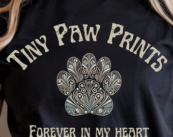 Dog Memorial Shirt, Tiny Paw Prints Forever in my Heart, Pet Loss Gift, Pet Lover Tee, Dog Mom T-Shirt, Sympathy Gift for Dog Lover