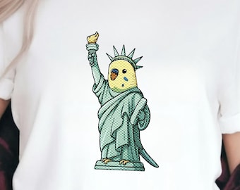 Wellensittich Shirt Freiheitsstatue, Lustiges Vogel T-Shirt, Wellensittich Lover Tee, Süßes Willi Shirt, Geschenk Vogelbesitzer, Wellensittich Mom Shirt