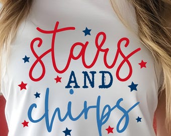 Stars and Chirps Shirt, 4th of July Bird Shirt, Patriotic Budgie Tee, Bird Lover Gift, Independence Day Shirt, Cute Parakeet Tee, Bird Mom