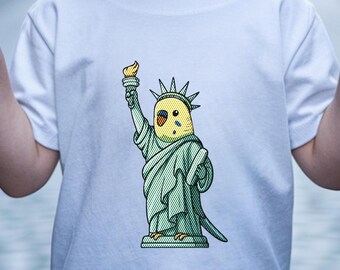 Kids Bird Shirt, Funny 4th of July Budgie Tee, Statue of Liberty Bird Shirt, Cute Parakeet Kids Shirt, USA Toddler Tee, Budgie Kids Shirt