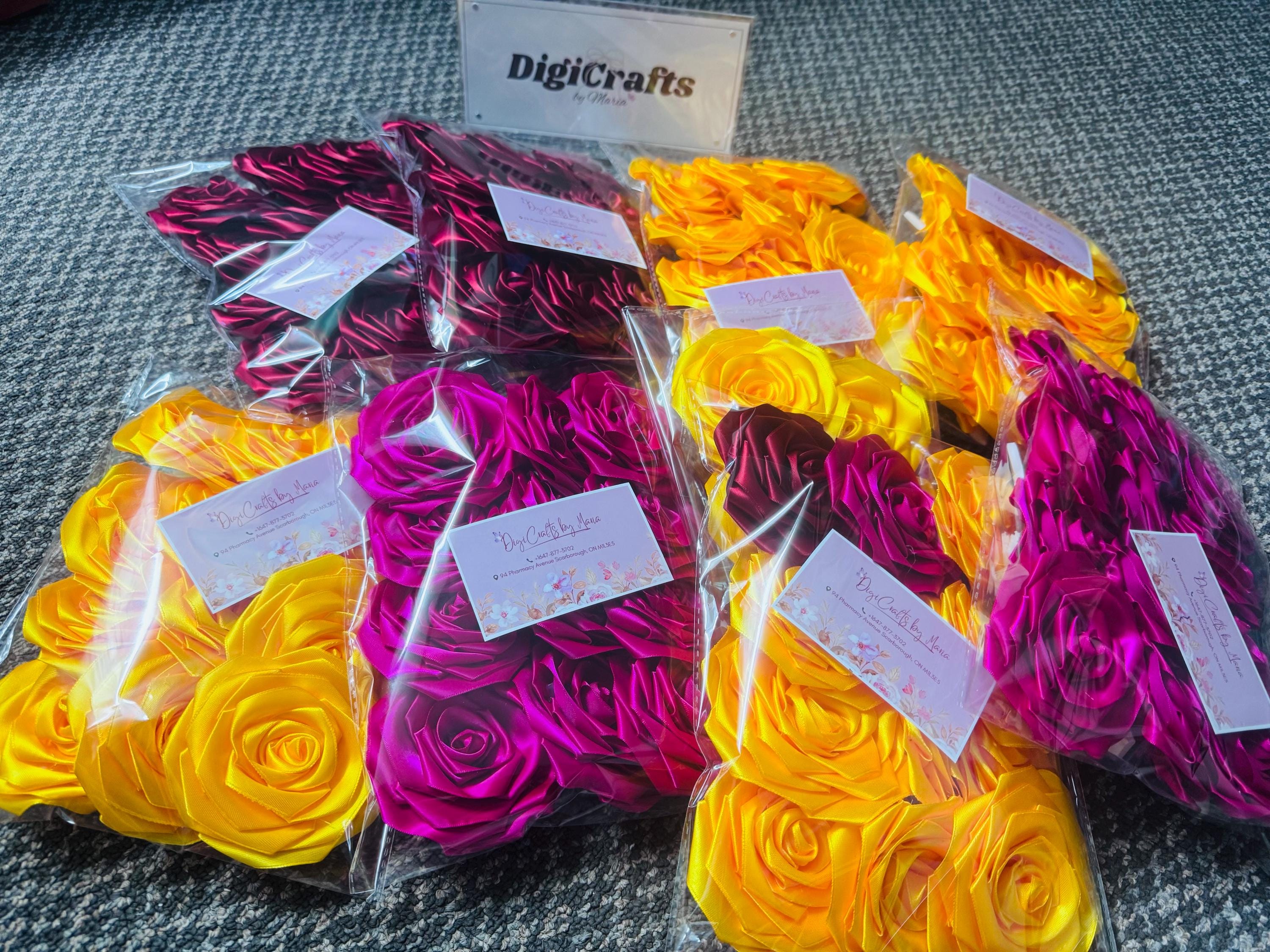 Handmade Satin Ribbon Rose Flower Heads, Craft Embellishments, Wedding ...