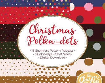 Pois de Noël | Motif numérique répétitif sans raccord | 6 coloris | Téléchargement instantané | Usage commercial