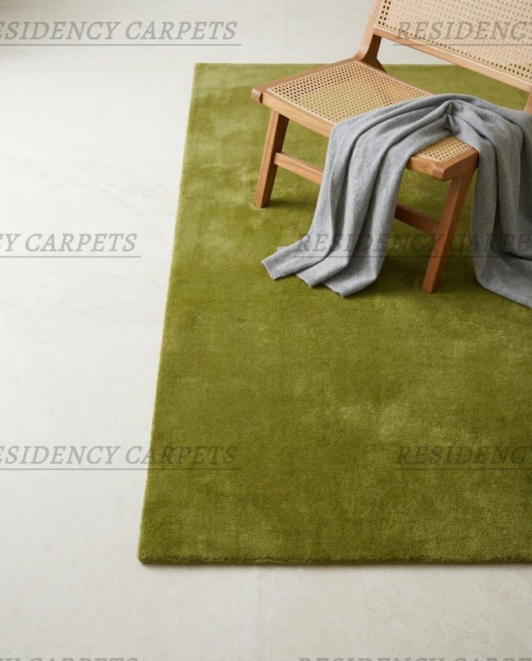 Solid Olive Green Hand Tufted Wool Rug Minimal Modern Area Rug Handmade ...