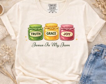 Funny Christian Gift Shirt, Jesus Is My Jam Tee, Cute Religious Shirt, Church Friend Gift, Faith Tee, Christian Mom Shirt