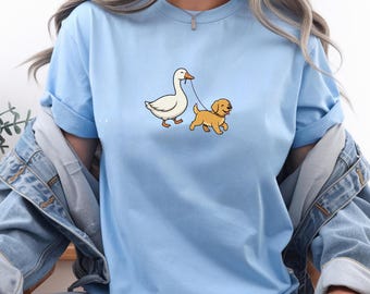 Funny Golden Retriever Shirt, Goose Walking Dog Tee, Dog Lover Gift, Animal Humor Shirt, Soft Gildan Tee