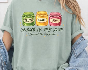 Jesus Is My Jam Aesthetic Shirt, Cute Christian Tee, Trendy Faith Shirt, Church Outfit, Soft Girl Tee, Christian Mom Tee, Comfort Colors Tee