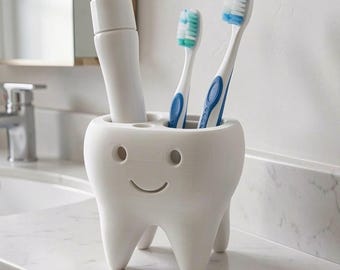 質感のある3Dプリント歯ブラシホルダー、手描きのシングル洗面台スタンド、モダンでカラフルなバスルーム装飾とカウンタートップオーガナイザー
