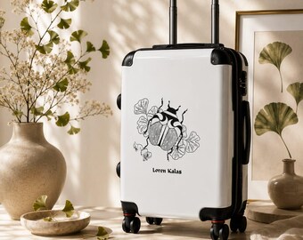 Maleta de viaje con diseño de escarabajo ginkgo / Maleta botánica de lujo / Equipaje inspirado en la naturaleza / Elegante regalo de viaje / Loren Kalas