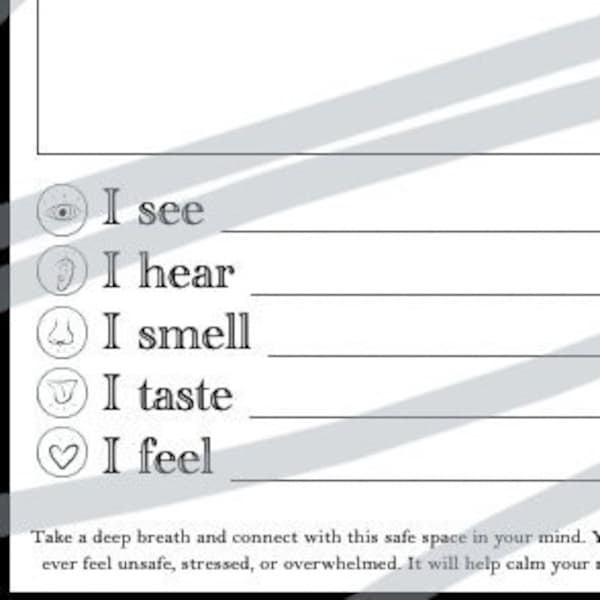 Safe Place Worksheet Etsy