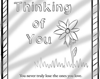 Thinking of You gift for loss - Coloring Page - Printable PDF - Instant Download - Memorial gift - Sympathy Card -  Loss Coloring Page