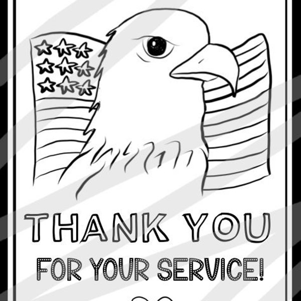 Thank You for your service - Veteran's Day gift - Coloring Page - Printable PDF - Instant Download - Gift for Military Army Navy Coast Guard