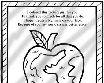 Teacher Appreciation Gift Poem - Coloring Page - Printable PDF - Instant Download - Gift for Teacher - Teacher Appreciation Card