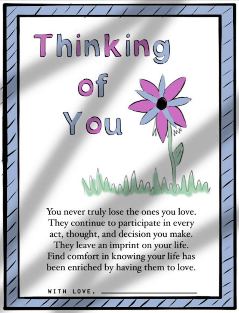 Thinking of You Coloring Page – Memorial Gift, Sympathy Card (printable ...