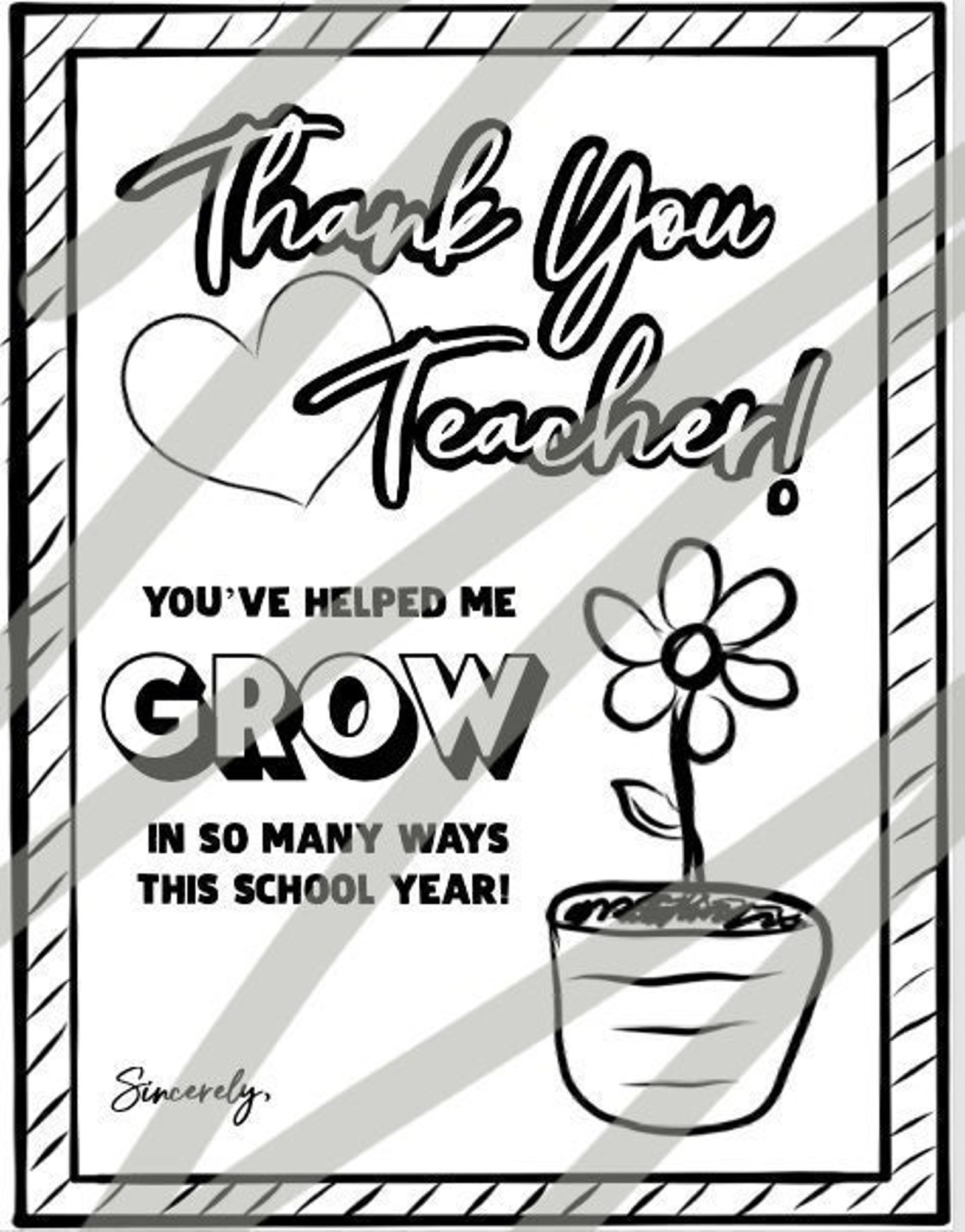 Teacher Appreciation Gift Poem Coloring Page Printable PDF Instant ...