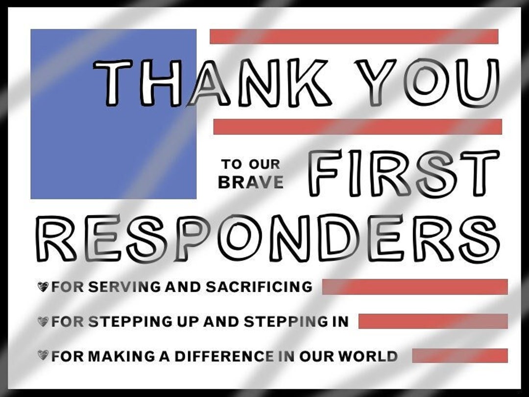 First Responder Appreciation Card 1st Responders Coloring Etsy