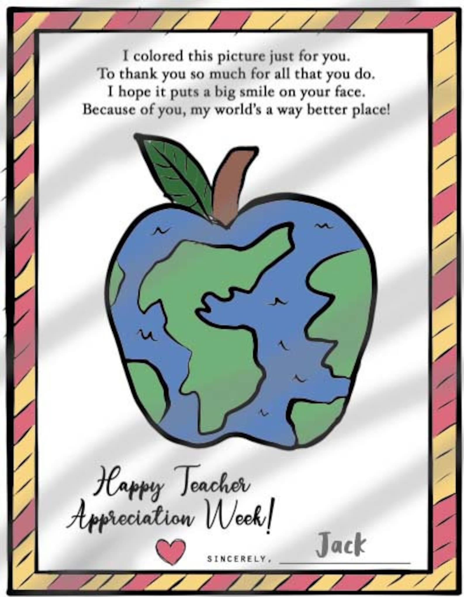 Teacher Appreciation Gift Poem - Coloring Page - Printable PDF ...