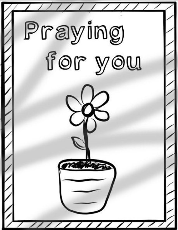 Praying For You Card Coloring Page Printable PDF Instant Etsy