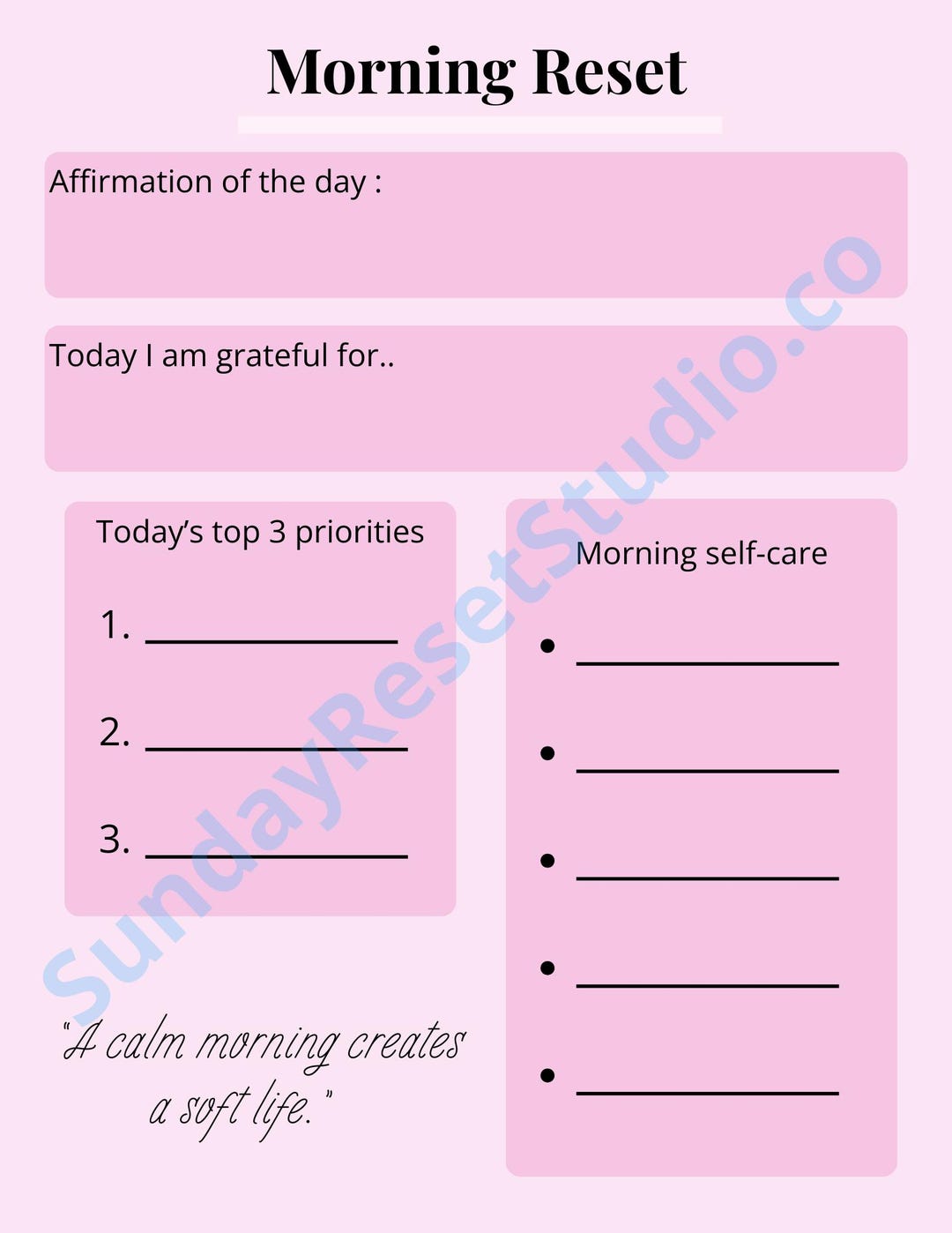 Soft Life Sunday Reset Planner Printable | Cleaning Schedule PDF | That ...