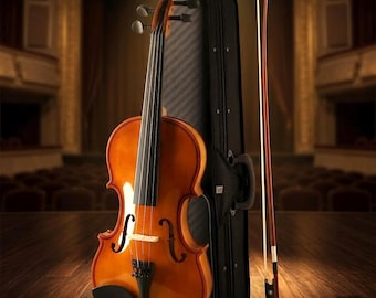 4/4 akoestische vioolset van volledige grootte met strijkstokhars Hardcase | Beginner student viool bruine glanzende afwerking | Vuren esdoorn viool