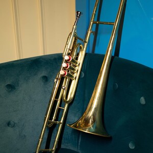 Trombone in Sib a 3 valvole in ottone – Finitura dorata / Adatto ai principianti immagine 2