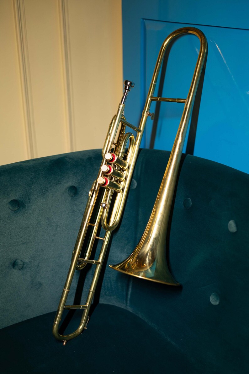 Trombone in Sib a 3 valvole in ottone – Finitura dorata / Adatto ai principianti immagine 2