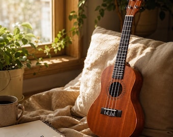 23-inch concertukulele-beginnersset met tas en leercursus | Akoestische ukelele van sapelehout | Bruine ukelele Cadeau voor kinderen Volwassenen Muzikanten