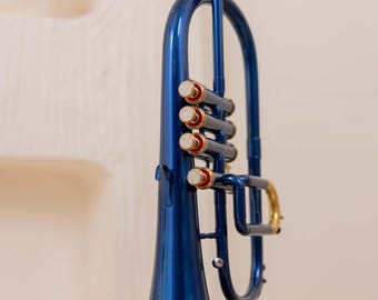 Bb-bugel 4 kleppen blauwe afwerking | Smooth Action-instrument met koffer en mondstuk