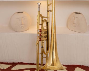 Trombón en Si bemol de 3 válvulas de latón – Acabado dorado / Ideal para principiantes