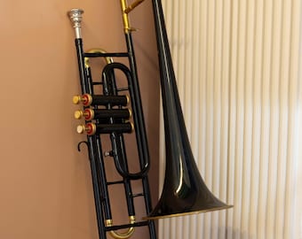 Bb-trombone, 3 ventielen, zwarte afwerking | Beginnersinstrument met koffer en accessoires