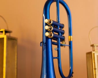 Blauwe Bb-bugel 3 ventielen | Smooth Action-instrument met koffer en mondstuk