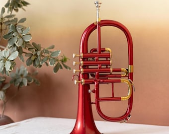 Bb/F bugel met dubbele toonhoogte, 4 kleppen, rode afwerking | Smooth Action-instrument met koffer en mondstuk