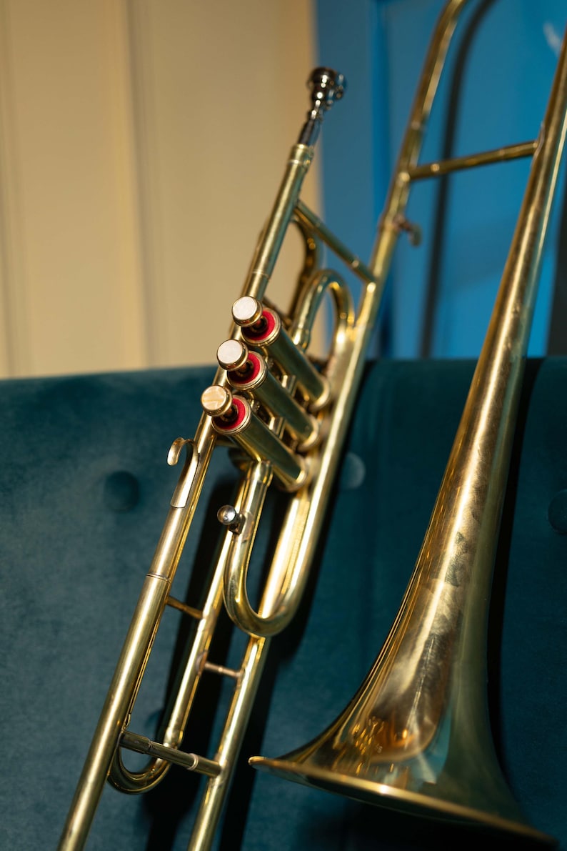 Trombone in Sib a 3 valvole in ottone – Finitura dorata / Adatto ai principianti immagine 3