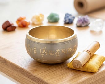 6-inch Tibetaanse klankschalenset met houten slagwerk | Meditatie klankschaal voor stressverlichting, yoga, reiki, mindfulness en boeddhistisch gebed