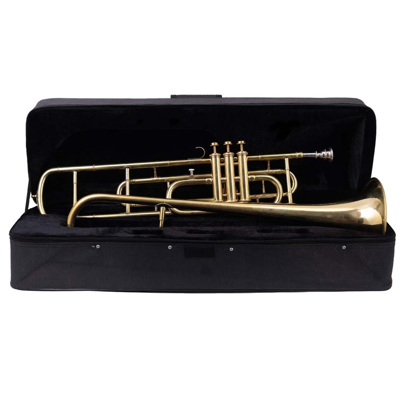 Trombone in Sib a 3 valvole in ottone – Finitura dorata / Adatto ai principianti immagine 9