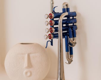 Piccolo-trompet Bes 4-kleps toonhoogte blauwe afwerking | Compact instrument met koffer en mondstuk