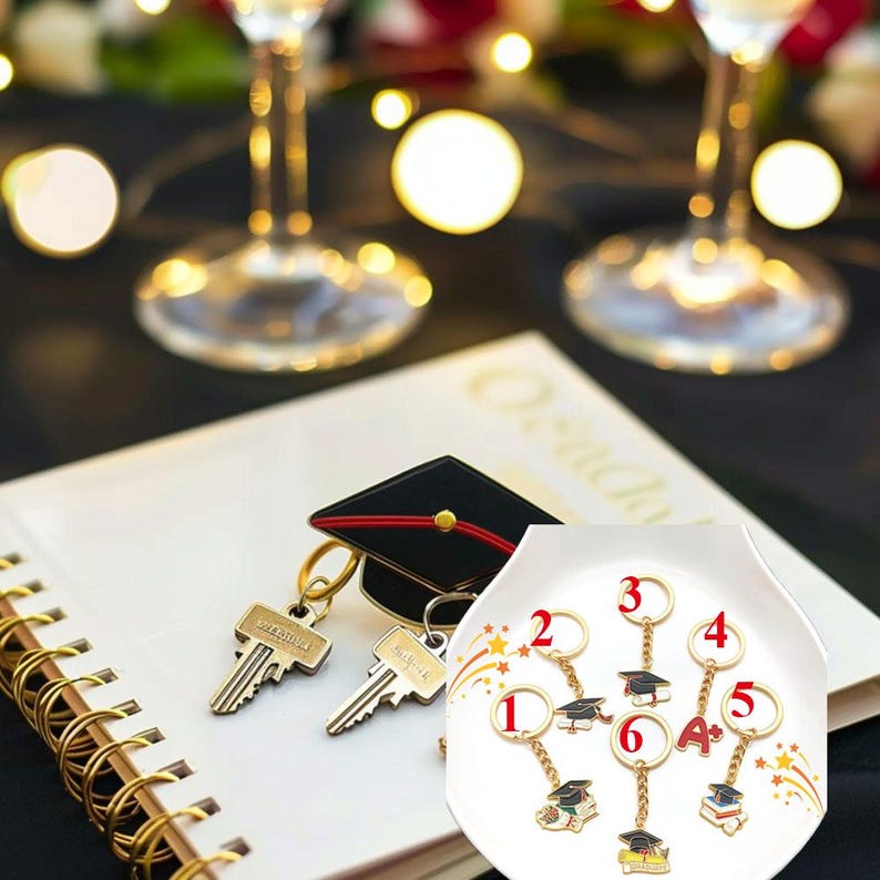 Graduation Keychain Cap and Book, Class of 2026 Gift, Grad Keychain ...
