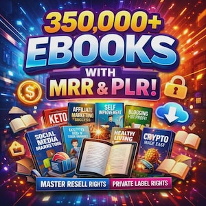 300,000+ Mega Ebooks Bundle | Product Bestsellers Fianance Ebook, Self help Ebook, MRR+PLR Rights, Passive Income Ideas (Digital Download)