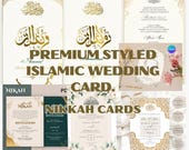 Islamic Muslim Wedding Card | Shaadi Template, DIY Wedding Menu Printable Canva Invite, Modern Wedding Set,Nikkah card gift,Digital Download